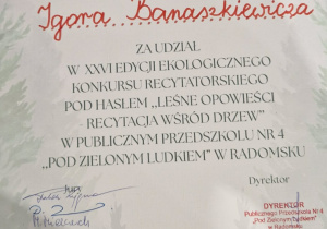 Dyplom Igora.