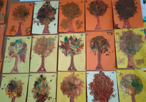 Drzewa jesienią- malowanie farbami.