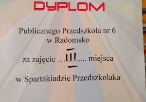 Dyplom za zajęcie III miejsca w spartakiadzie.