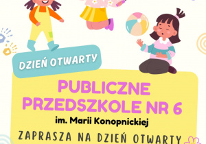 Plakat zapraszający dzieci na dni otwarte.