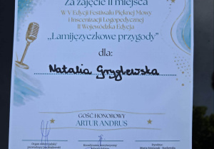 Dyplom Natalki.
