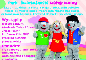 Ogłoszenie-zaproszenie związane z Dniem Dziecka w Parku Świętojańskim.